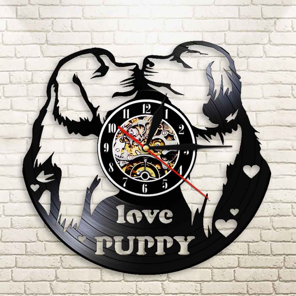 Love Puppy Pugs Kissing Wall Clock Dog Shelters s Dog Lovers Retro Vinyl Record Wall Clock Dog Breeds Clock by Woody Signs Co. - Handmade Crafted Unique Wooden Creative