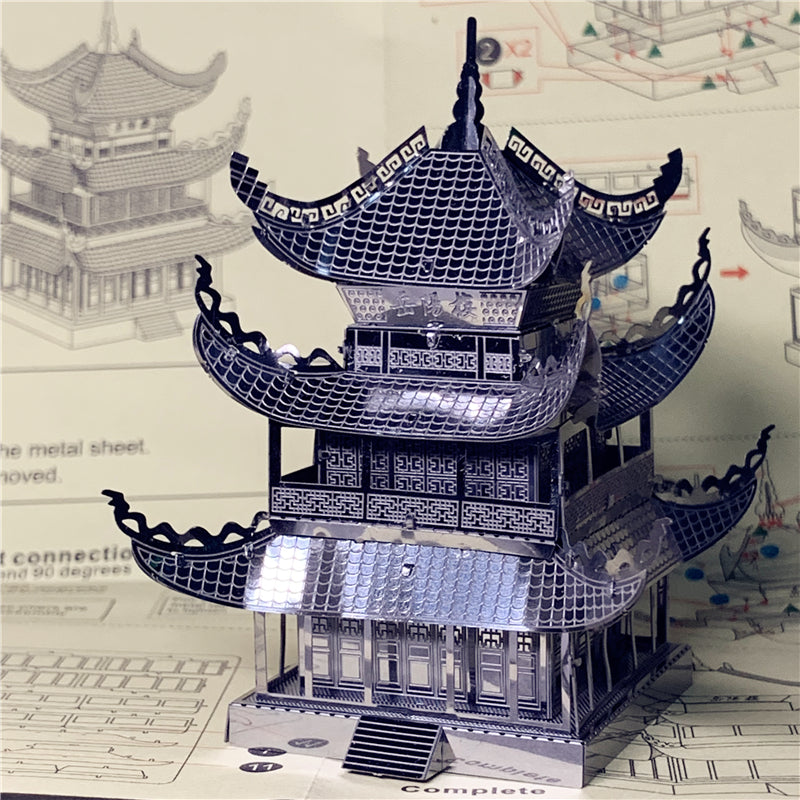 3D metal puzzle Yueyang Tower Chinese architecture DIY Assemble Model Kits Laser Cut Jigsaw toy gift (Yueyang Tower) by Woody Signs Co. - Handmade Crafted Unique Wooden Creative