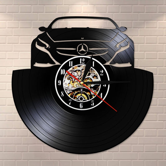 Morden Design Car Automotive Vinyl Record Wall Clock LED Light Vintage Handmade Timepiece Unique Gift Idea For Man by Woody Signs Co. - Handmade Crafted Unique Wooden Creative
