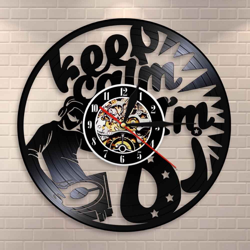 DJ Quote  Keep Calm I'M DJ  Wall Clock Rock n Roll Music Lovers Vinyl Record Wall Clock  Clock by Woody Signs Co. - Handmade Crafted Unique Wooden Creative