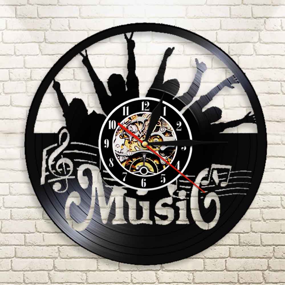 Put Up Your Hand Music Rock N Roll Vinyl Record Wall Clock Hanging Modern Silent Watch  Rock Music Lover by Woody Signs Co. - Handmade Crafted Unique Wooden Creative