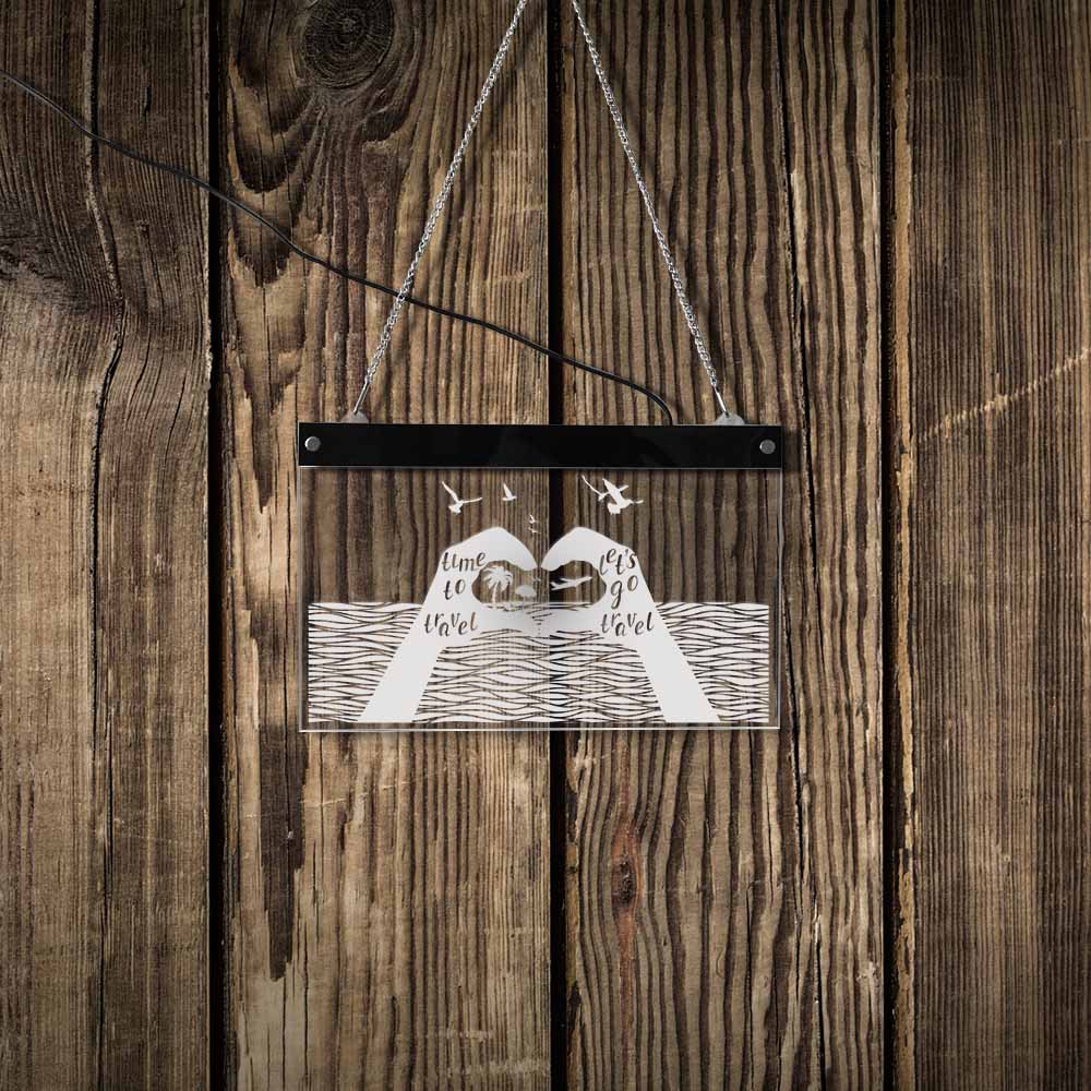 Time To Travel LED Neon Wall Sign Inspirational  Tourist Bureau  Vacation Home Bar Lighting Sign Travel by Woody Signs Co. - Handmade Crafted Unique Wooden Creative