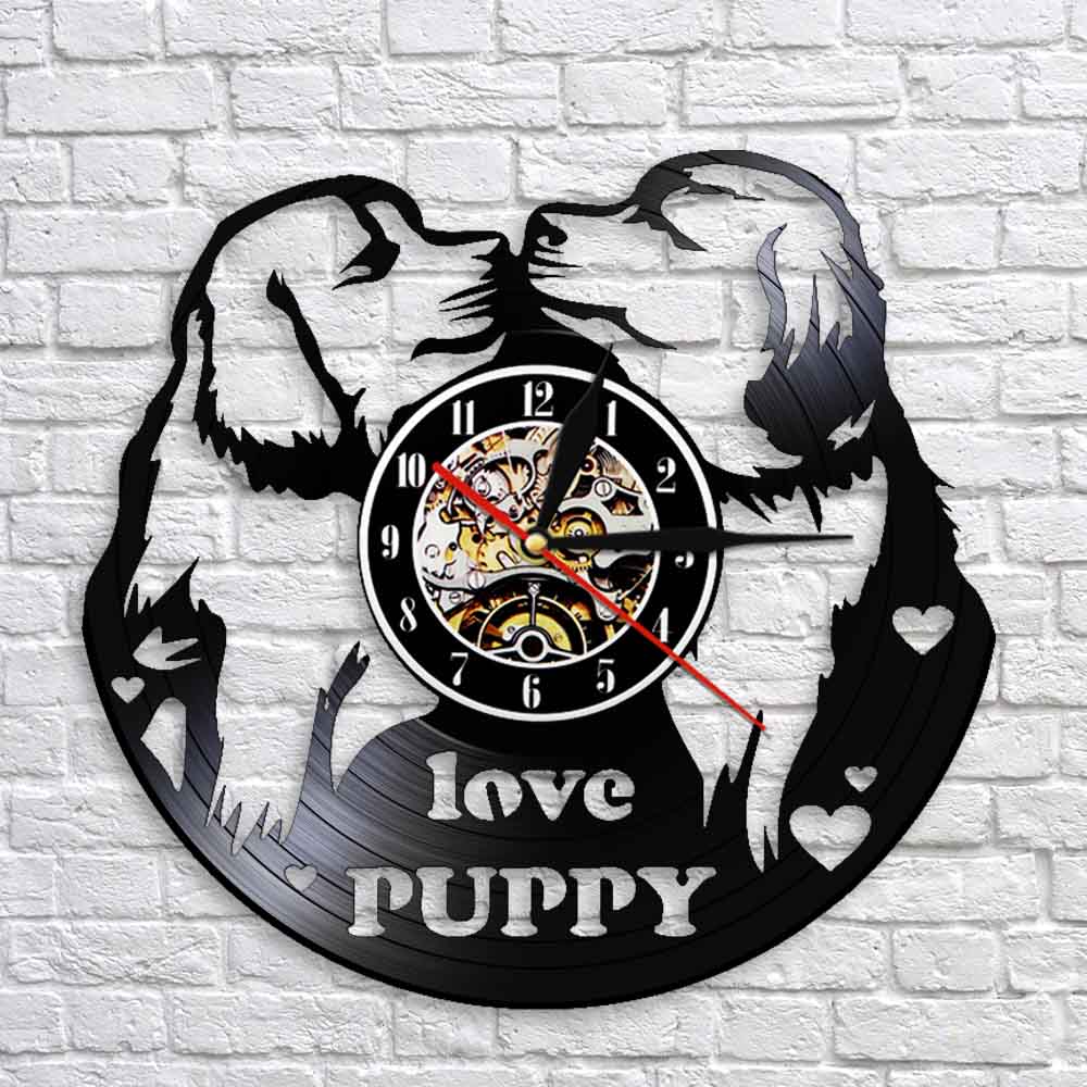 Love Puppy Pugs Kissing Wall Clock Dog Shelters s Dog Lovers Retro Vinyl Record Wall Clock Dog Breeds Clock by Woody Signs Co. - Handmade Crafted Unique Wooden Creative