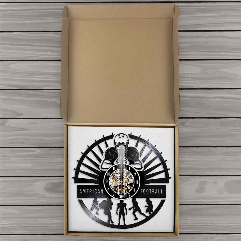 American Football Players Wall Clock Sports Locker Room  Modern Design Rugby Vinyl Record Wall Clock Football Fan by Woody Signs Co. - Handmade Crafted Unique Wooden Creative