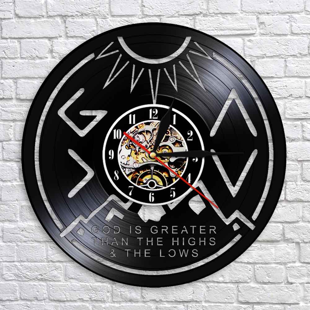 God Is Greater Than The Highs And Lows Religious Wall Clock  Inspirational Faith Christian God Vinyl Record Wall Clock by Woody Signs Co. - Handmade Crafted Unique Wooden Creative