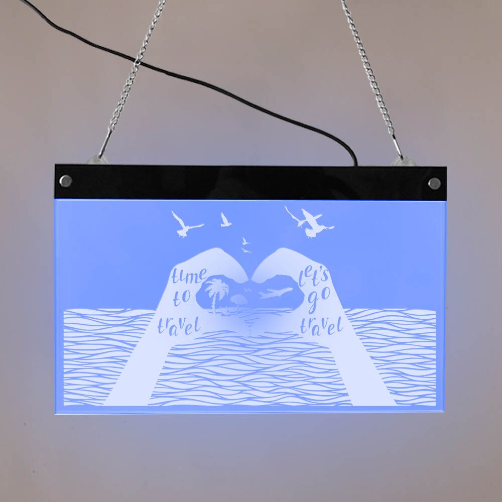 Time To Travel LED Neon Wall Sign Inspirational  Tourist Bureau  Vacation Home Bar Lighting Sign Travel by Woody Signs Co. - Handmade Crafted Unique Wooden Creative