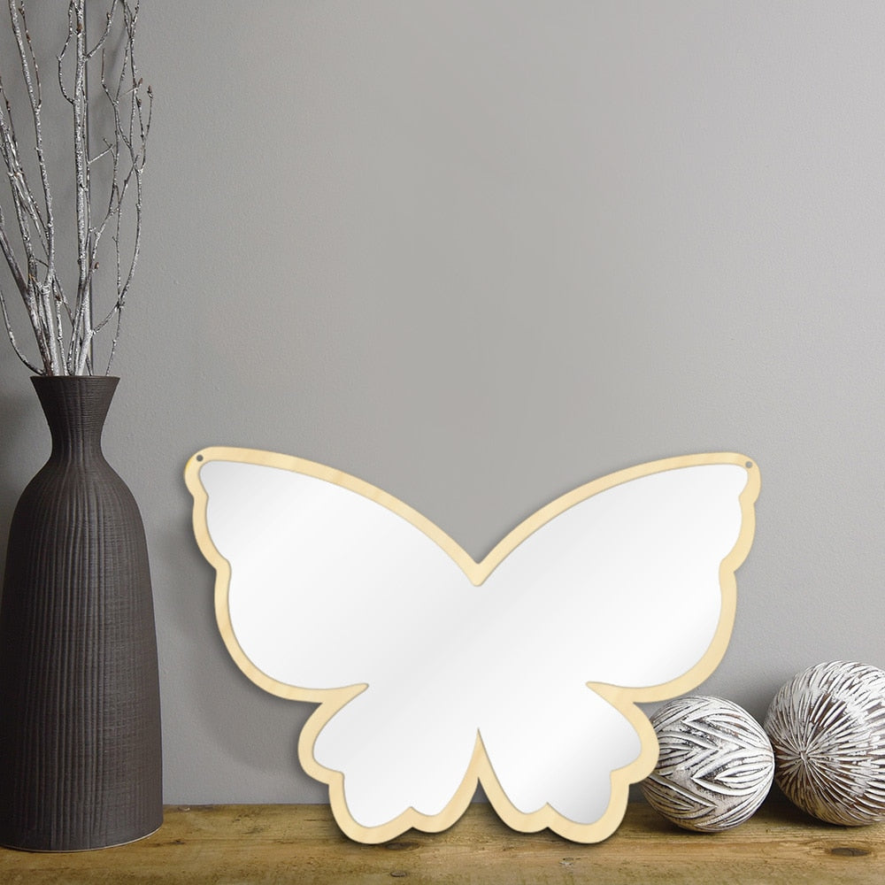 Big Wings Butterfly Wall Mirror Cartoon Creative Nordic Style Wooden Acrylic Safety Mirror for Baby Room Butterfly Decoration by Woody Signs Co. - Handmade Crafted Unique Wooden Creative