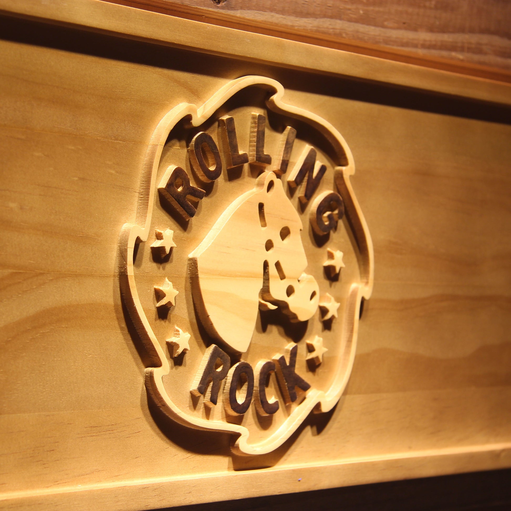 Rolling Rock  3D Wooden Bar Signs by Woody Signs Co. - Handmade Crafted Unique Wooden Creative