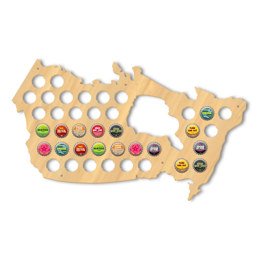 Creative Wooden Craft  Canada  Cap Map  Bottle Cap Display Holder   For Pub Bar by Woody Signs Co. - Handmade Crafted Unique Wooden Creative