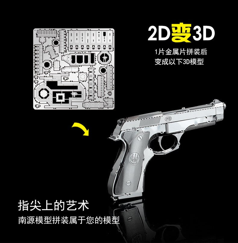 3D Metal puzzle model kit Beretta 92 GunWeapon   Model DIY 3D by Woody Signs Co. - Handmade Crafted Unique Wooden Creative