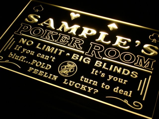 pd Name  Custom Poker Casino Room  Bar Neon Light Signs with On/Off Switch 7 Colors 4 Sizes by Woody Signs Co. - Handmade Crafted Unique Wooden Creative