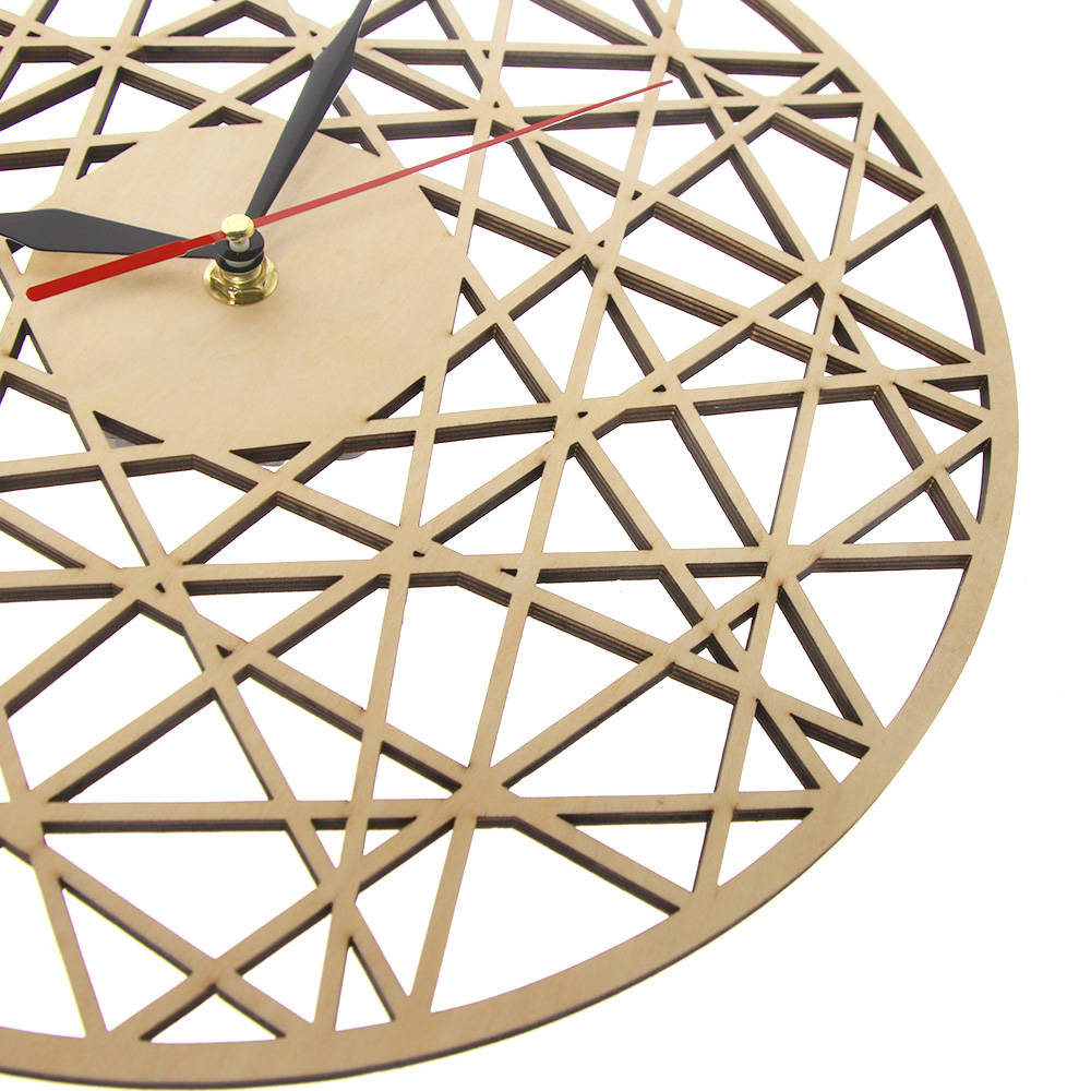 Polygonal Modern Geometry Wooden Wall Clock Cobweb Contemporary Style Laser Cut Living Room Clock Housewarming by Woody Signs Co. - Handmade Crafted Unique Wooden Creative