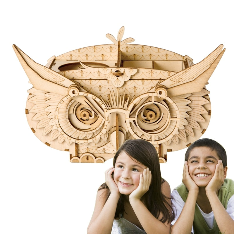 DIY 3D Wooden Owl Puzzle Game Gift&Penholder&Storage Box for  Kid Friend  Popular  TG405 by Woody Signs Co. - Handmade Crafted Unique Wooden Creative