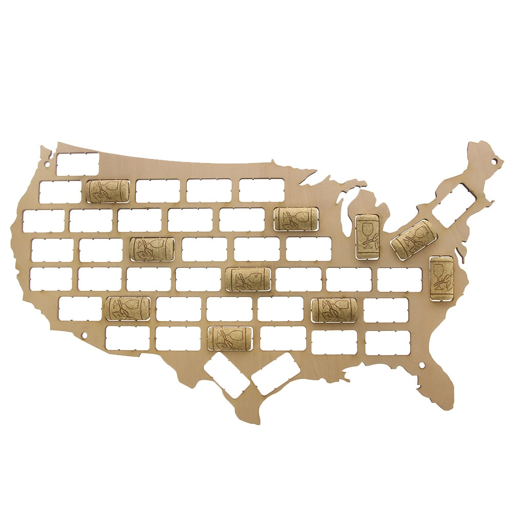 USA  Cork Map  Cork Reused Display Wall Map  Cork Trap Collection USA    Plywood Craft Map by Woody Signs Co. - Handmade Crafted Unique Wooden Creative