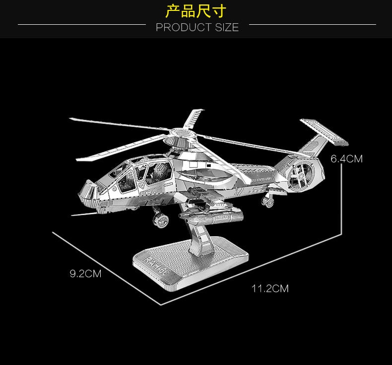 3D Metal model kit KA-50 Aircraft RAH-66 Stealth Helicopter  Model DIY 3D by Woody Signs Co. - Handmade Crafted Unique Wooden Creative