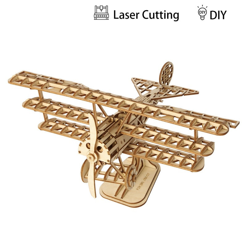 DIY 3D Laser Cutting Wooden Airplane Puzzle Game Gift for  Kids  Popular  Hobbies TG301 (Airplane) by Woody Signs Co. - Handmade Crafted Unique Wooden Creative