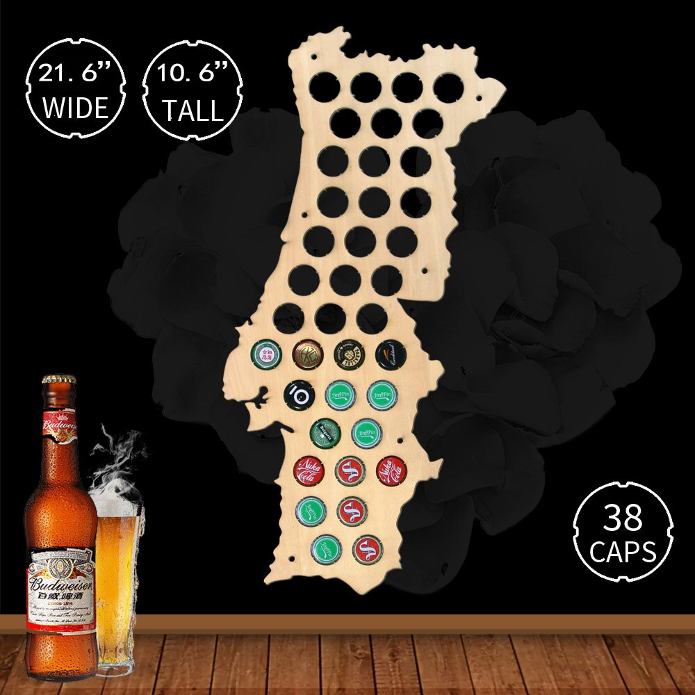 Wall Mounted  Wooden Craft Maps Of Portugal  Caps Maps  Home Bar Indoor Decoration by Woody Signs Co. - Handmade Crafted Unique Wooden Creative
