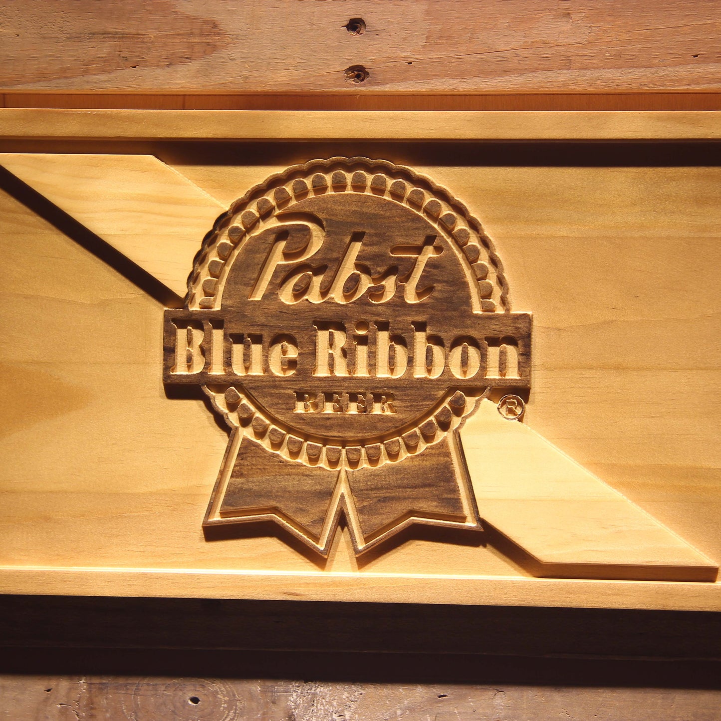 Pabst Blue Ribbon  3D Wooden Bar Signs by Woody Signs Co. - Handmade Crafted Unique Wooden Creative