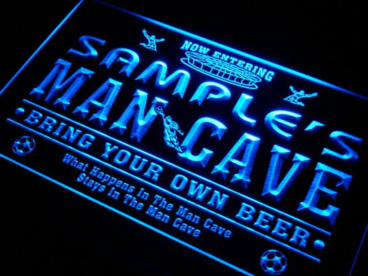 qd Name  Custom Man Cave Soccer Bar  Neon Light Signs with On/Off Switch 7 Colors 4 Sizes by Woody Signs Co. - Handmade Crafted Unique Wooden Creative