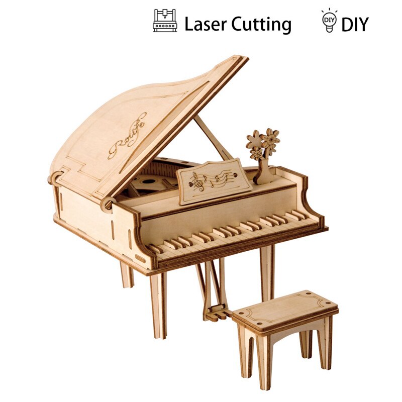 DIY 3D Laser Cutting Wooden Grand Paino Puzzle Game Gift for  Kids  Popular  TG402 (Grand Paino) by Woody Signs Co. - Handmade Crafted Unique Wooden Creative