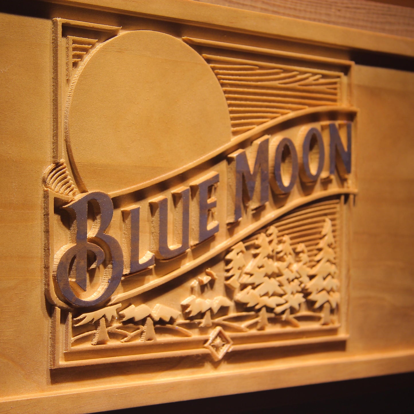 Blue Moon  Bar 3D Wooden Signs by Woody Signs Co. - Handmade Crafted Unique Wooden Creative