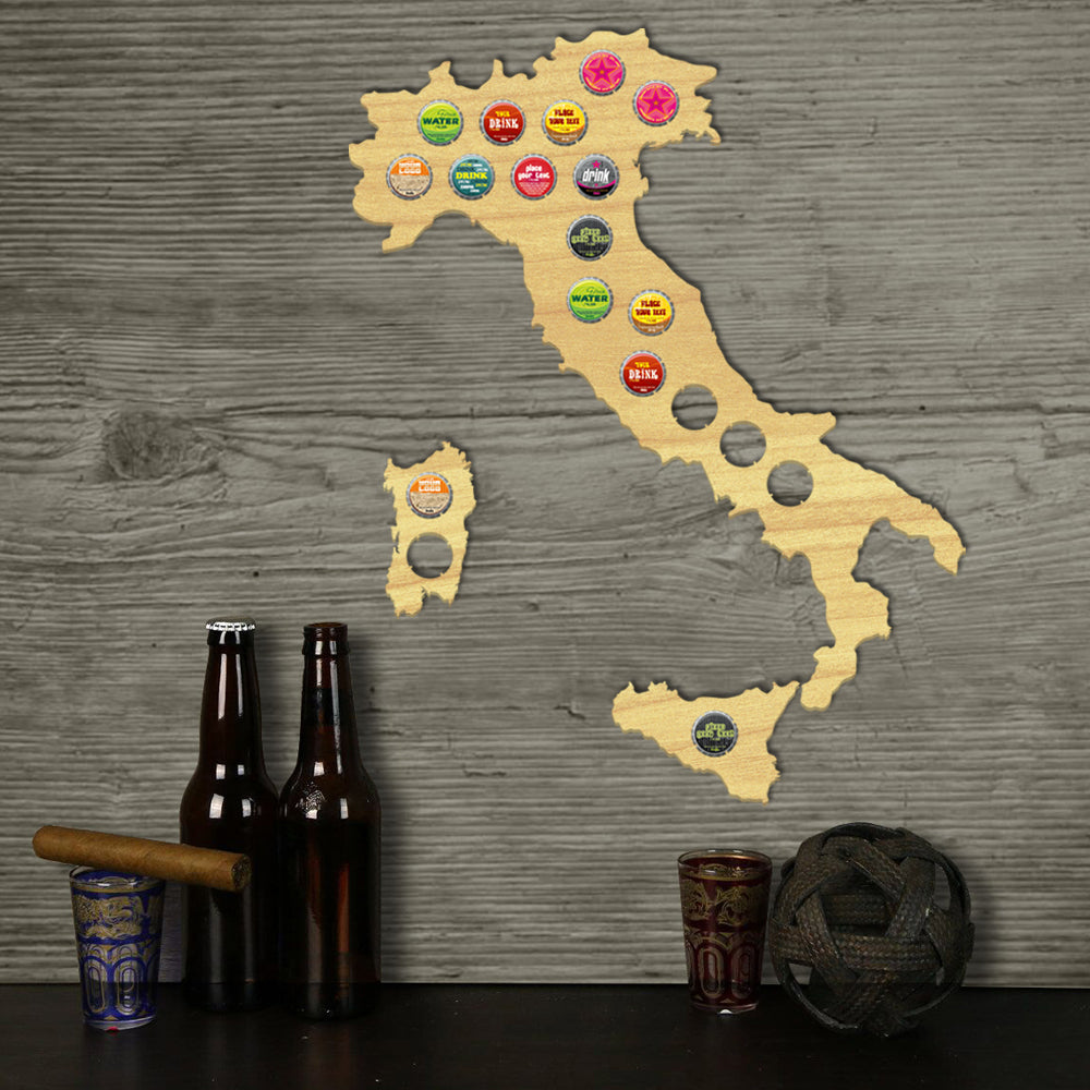Italy  Cap Map Bottle Cap Map  Collection   Wood Map Bar Pub Club Italian Bottle Cap Map s for   Lovers by Woody Signs Co. - Handmade Crafted Unique Wooden Creative