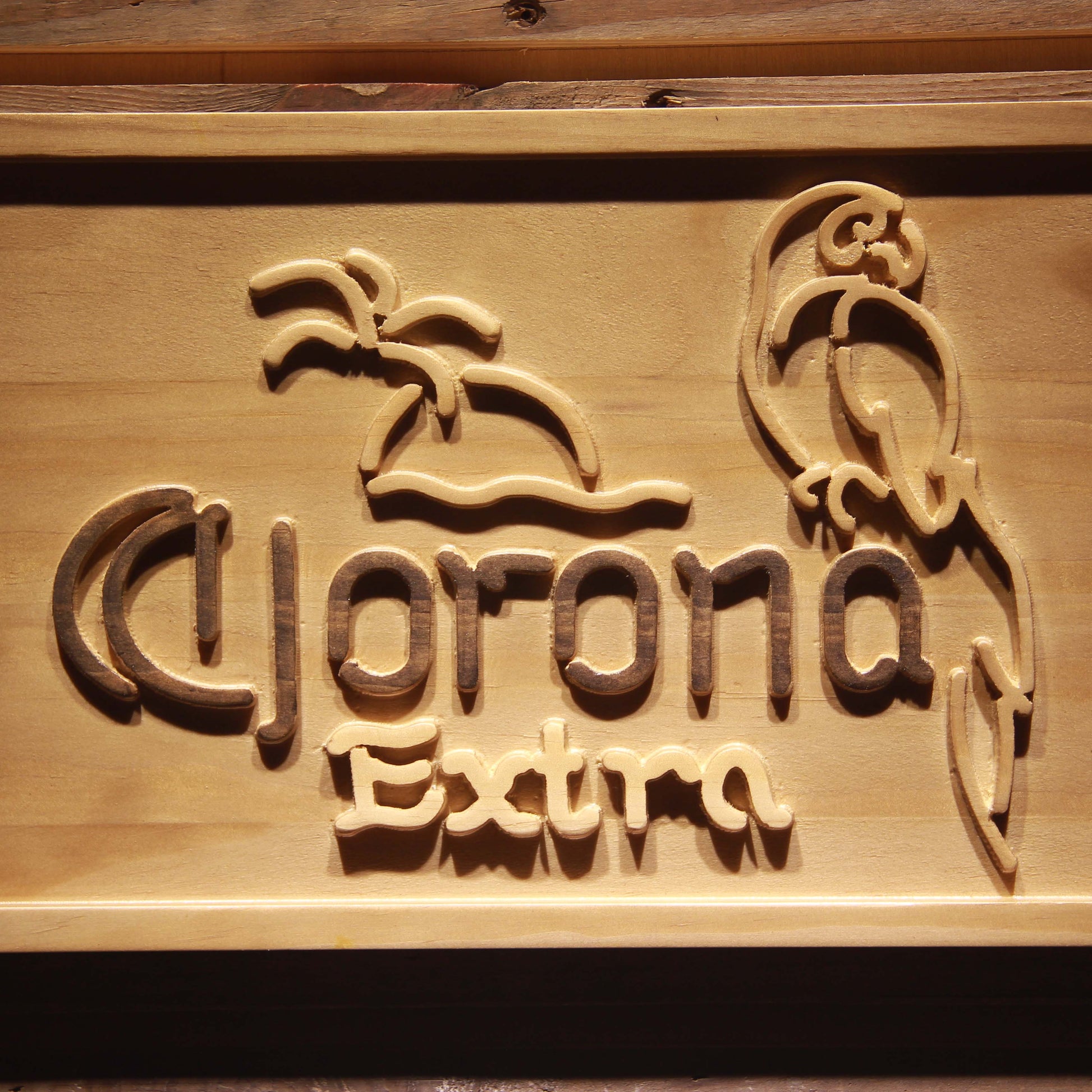 Corona Extra Parrot  3D Wooden Signs by Woody Signs Co. - Handmade Crafted Unique Wooden Creative