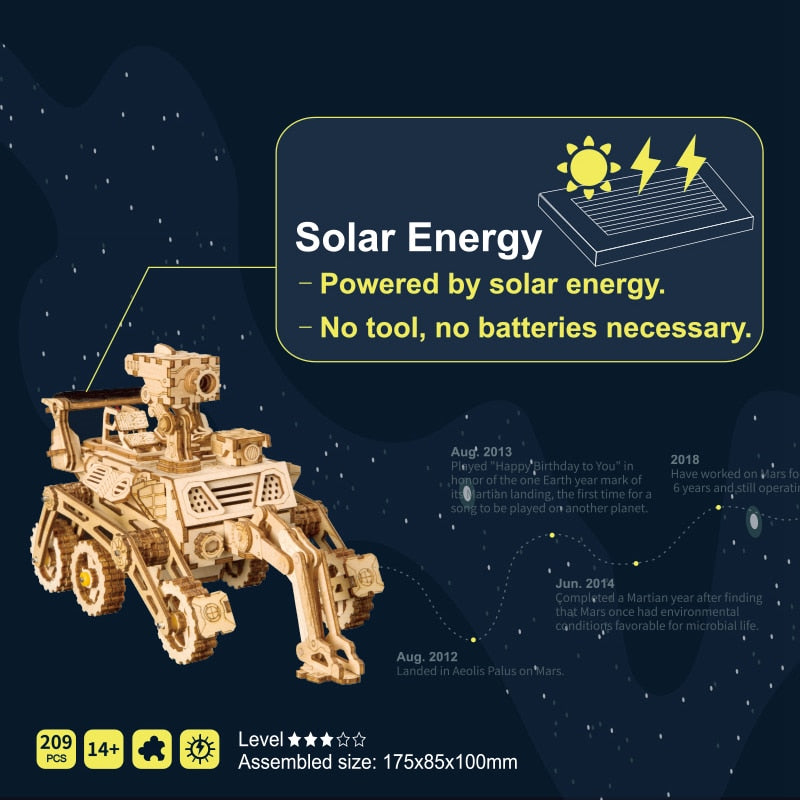 4 Kind Wooden Solar Energy Powered 3D Moveable Space Hunting DIY Model Creative Toy Gift for Child Adult LS402 by Woody Signs Co. - Handmade Crafted Unique Wooden Creative