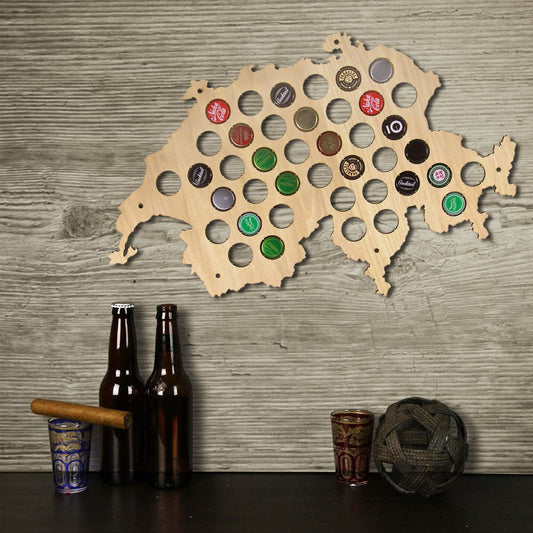 Cap Map Bottle Cap Map Of Switzerland Best  for  Aficionado  Wooden Hanging Craft by Woody Signs Co. - Handmade Crafted Unique Wooden Creative