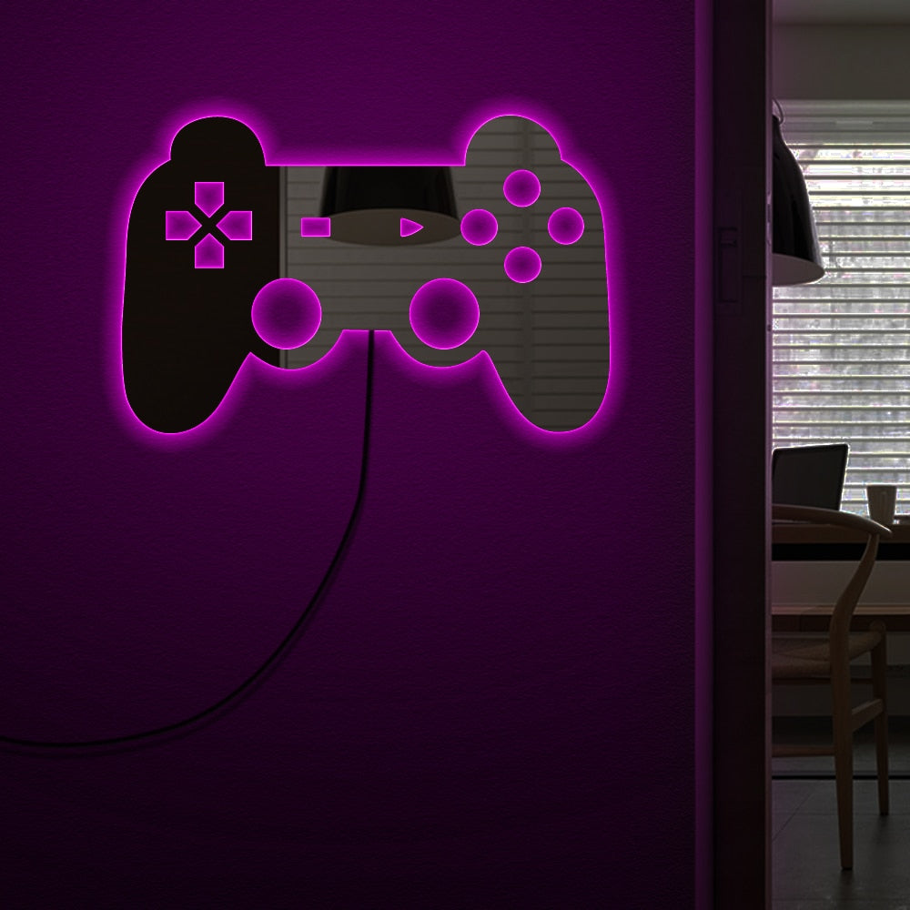 Gamepad Controler Wall Mirror With LED Backlight Joystick Games  Mirror Video Game Retro Arcade  Gamers by Woody Signs Co. - Handmade Crafted Unique Wooden Creative