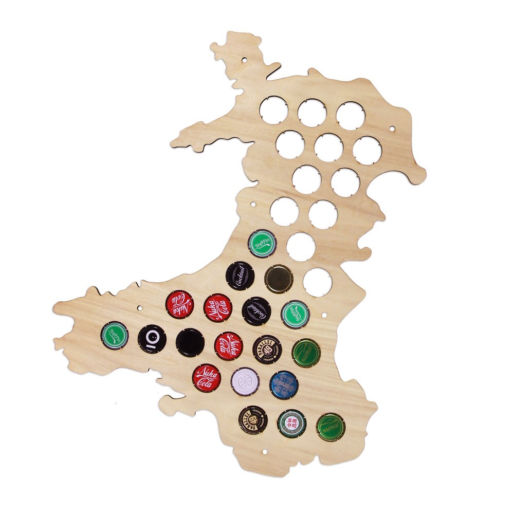 Wales  Cap Map Bottle Cap Map Hanging Craft Wooden   Cap Map Special Collection for  Aficionado by Woody Signs Co. - Handmade Crafted Unique Wooden Creative