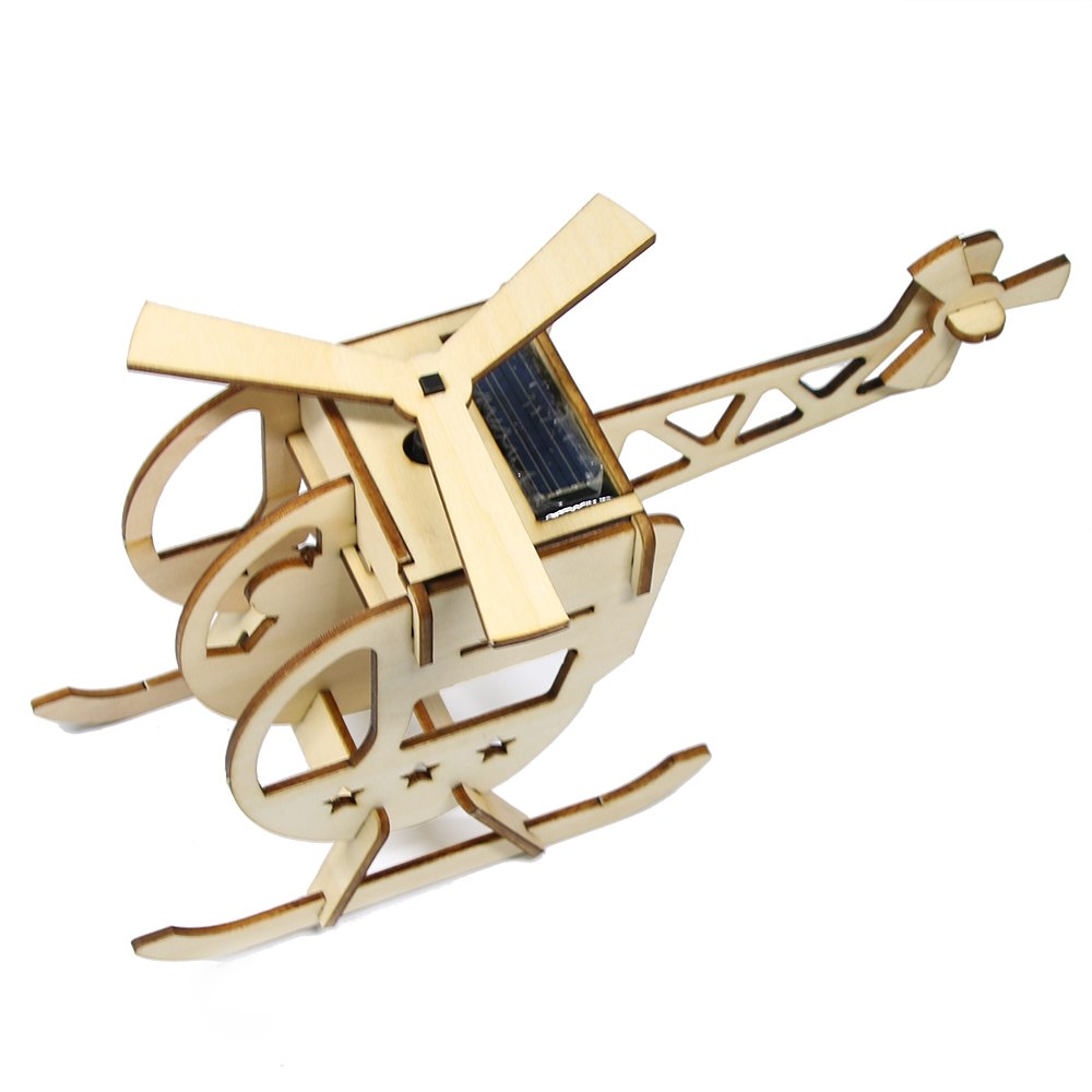 Wooden DIY Solar Power Helicopter Eco-friendly Educational Puzzle DIY Assemble Toys Gifts For Childrens by Woody Signs Co. - Handmade Crafted Unique Wooden Creative