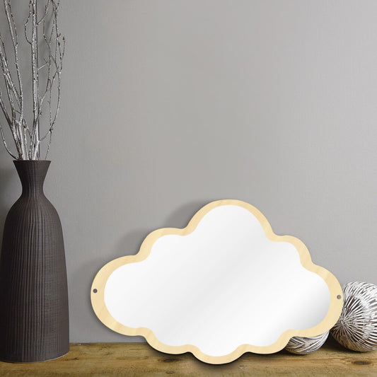 Cloud Mirror Wooden Engraved Acrylic Wall Mirror For Living Room Frameless Children Safety Mirror Hanging Make-up Mirror by Woody Signs Co. - Handmade Crafted Unique Wooden Creative