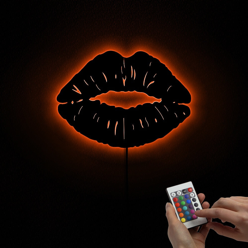 Sexy Hot Lip  Luminous Wall Mirror For Girl Bedroom Kiss Lip Bite Frameless Acrylic Mirror With LED Backlight For Her by Woody Signs Co. - Handmade Crafted Unique Wooden Creative
