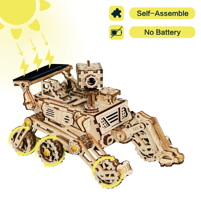4 Kind Wooden Solar Energy Powered 3D Moveable Space Hunting DIY Model Creative Toy Gift for Child Adult LS402 by Woody Signs Co. - Handmade Crafted Unique Wooden Creative
