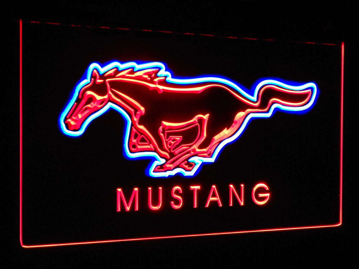 Mustang Ford Horse Car Bar Decoration Gift Dual Color Led Neon Light Signs st6-d0054 by Woody Signs Co. - Handmade Crafted Unique Wooden Creative