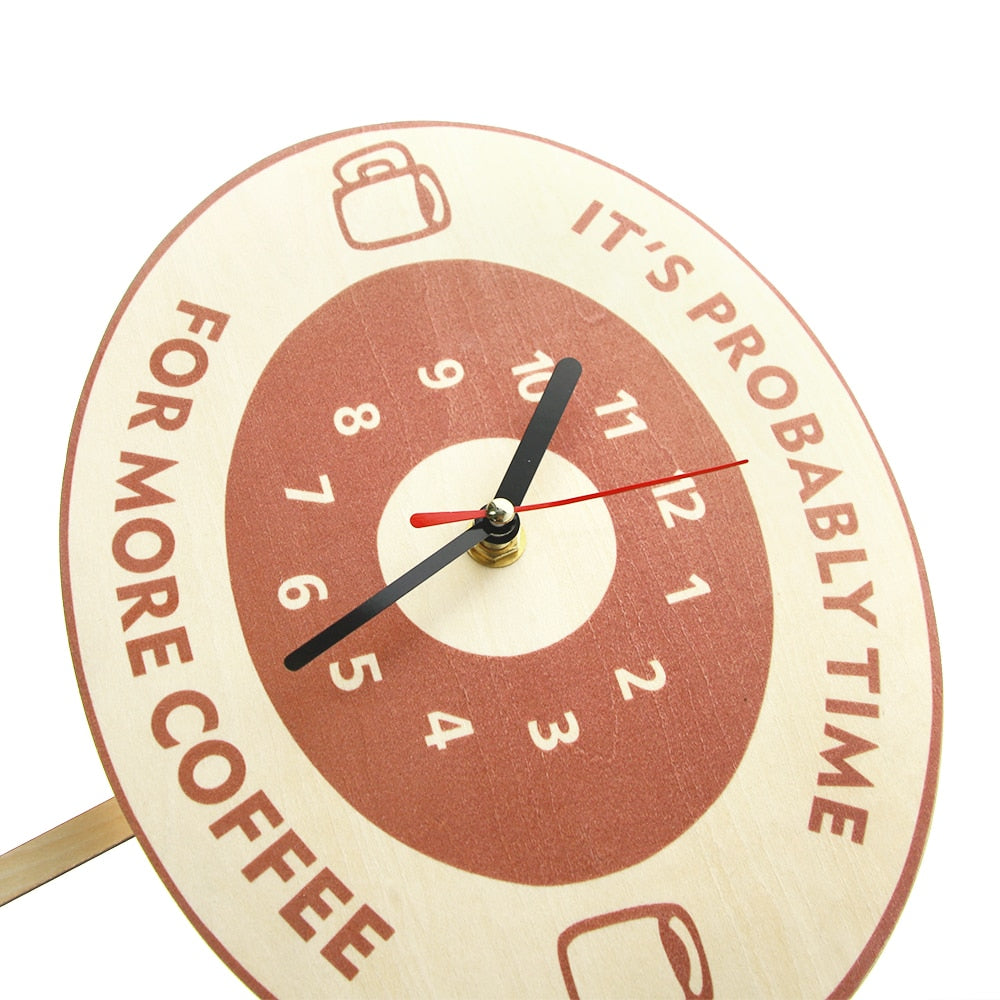 Time For More Coffee Inspirational Quote Coffee Wall Clock With Swinging Mug Cafe  Clock  Coffee Lovers Gift by Woody Signs Co. - Handmade Crafted Unique Wooden Creative