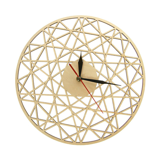 Polygonal Modern Geometry Wooden Wall Clock Cobweb Contemporary Style Laser Cut Living Room Clock Housewarming by Woody Signs Co. - Handmade Crafted Unique Wooden Creative