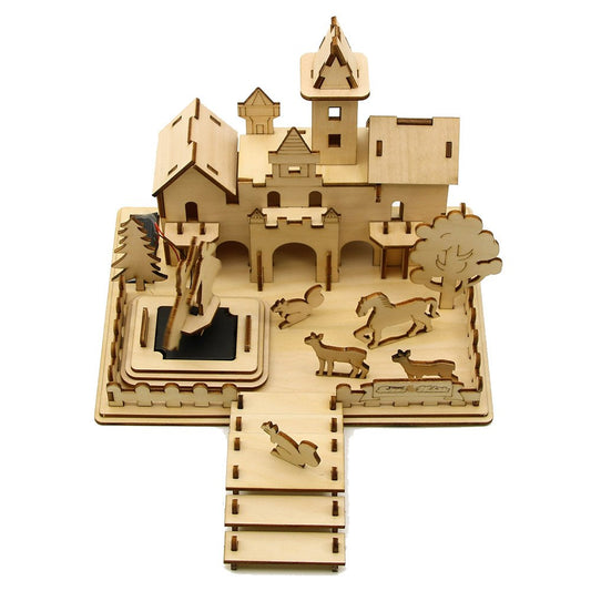 DIY Kits Wooden 3D Castle Puzzle Educational Mechanical Toy Solar Snow White Toys Table Decor Gift For Kids by Woody Signs Co. - Handmade Crafted Unique Wooden Creative