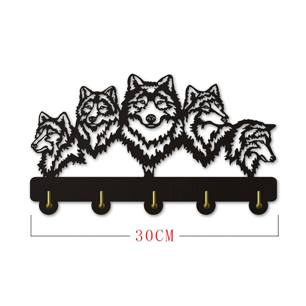 Wildlife Wolf  Wall Hanger Wolf Family Clothes Wall Hooks Coat Rack Keys Holder Organizer Hook by Woody Signs Co. - Handmade Crafted Unique Wooden Creative
