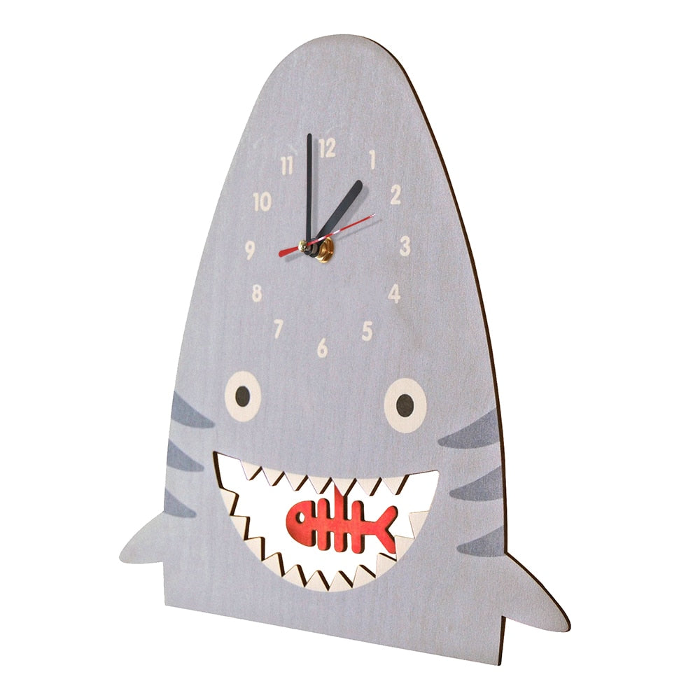 Wood Shark Pendulum Wall Clock  for Baby Nursery Kids Bedroom Nautical Nursery Modern Nursery Wooden Clock Shark by Woody Signs Co. - Handmade Crafted Unique Wooden Creative