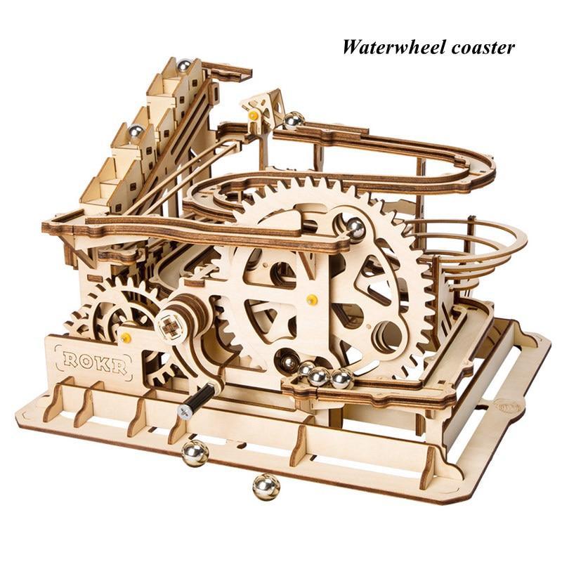 4 Kinds Marble Run Game DIY Waterwheel Wooden  Assembly  Gift for by Woody Signs Co. - Handmade Crafted Unique Wooden Creative