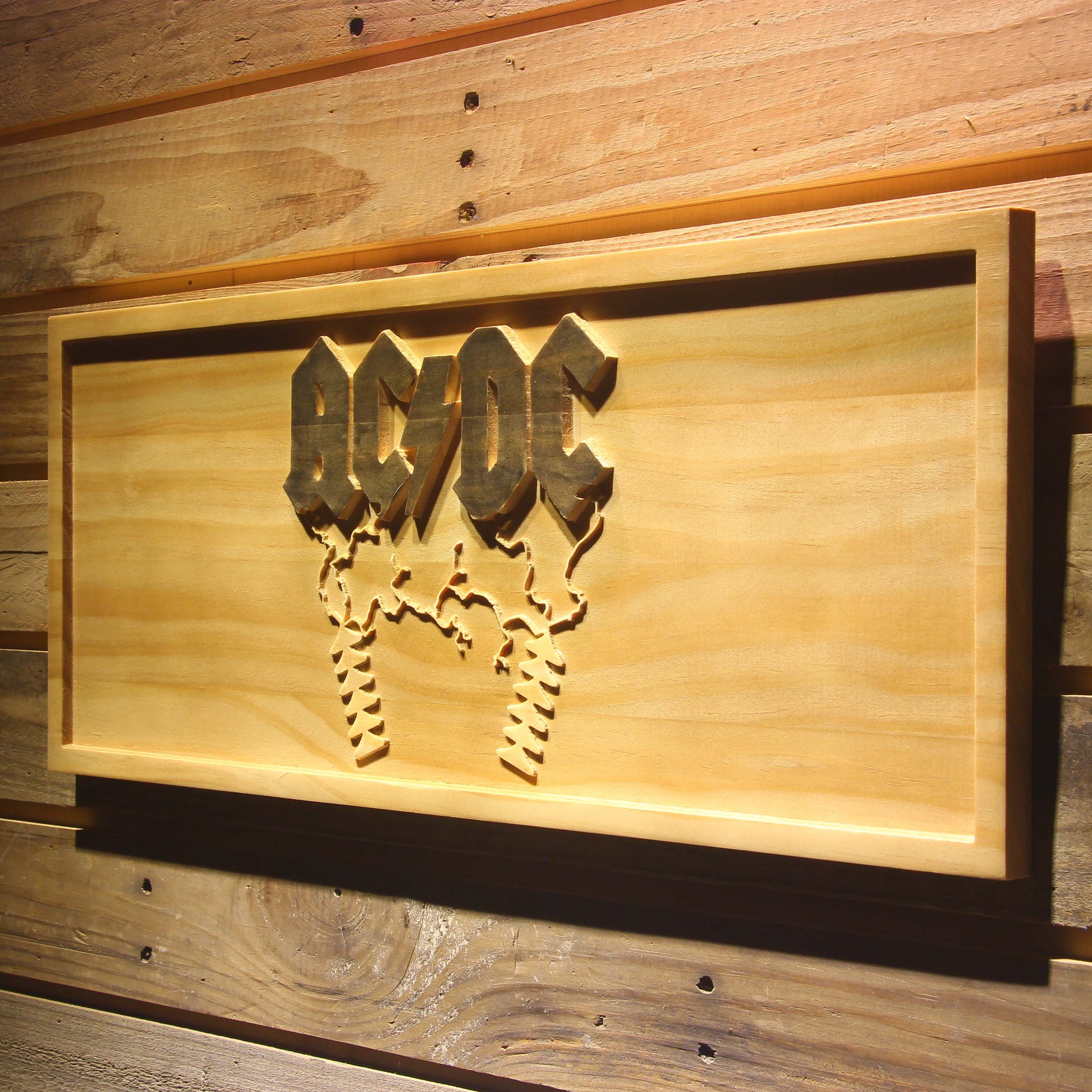 ACDC AC/CD  3D Wooden Bar Signs by Woody Signs Co. - Handmade Crafted Unique Wooden Creative