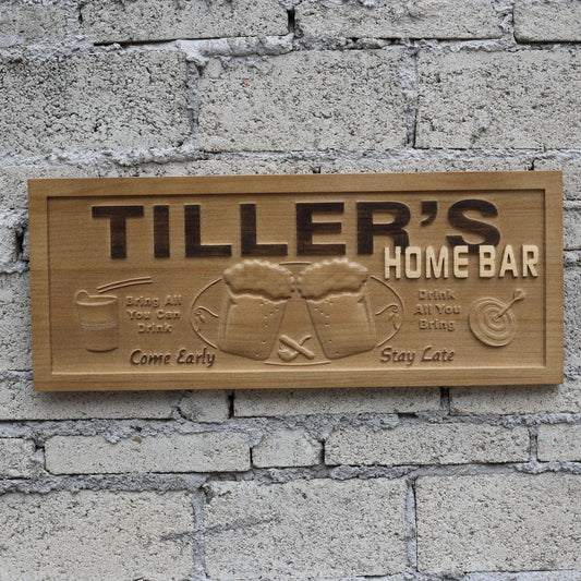 Home Bar Man Cave  3D Wooden Signs by Woody Signs Co. - Handmade Crafted Unique Wooden Creative