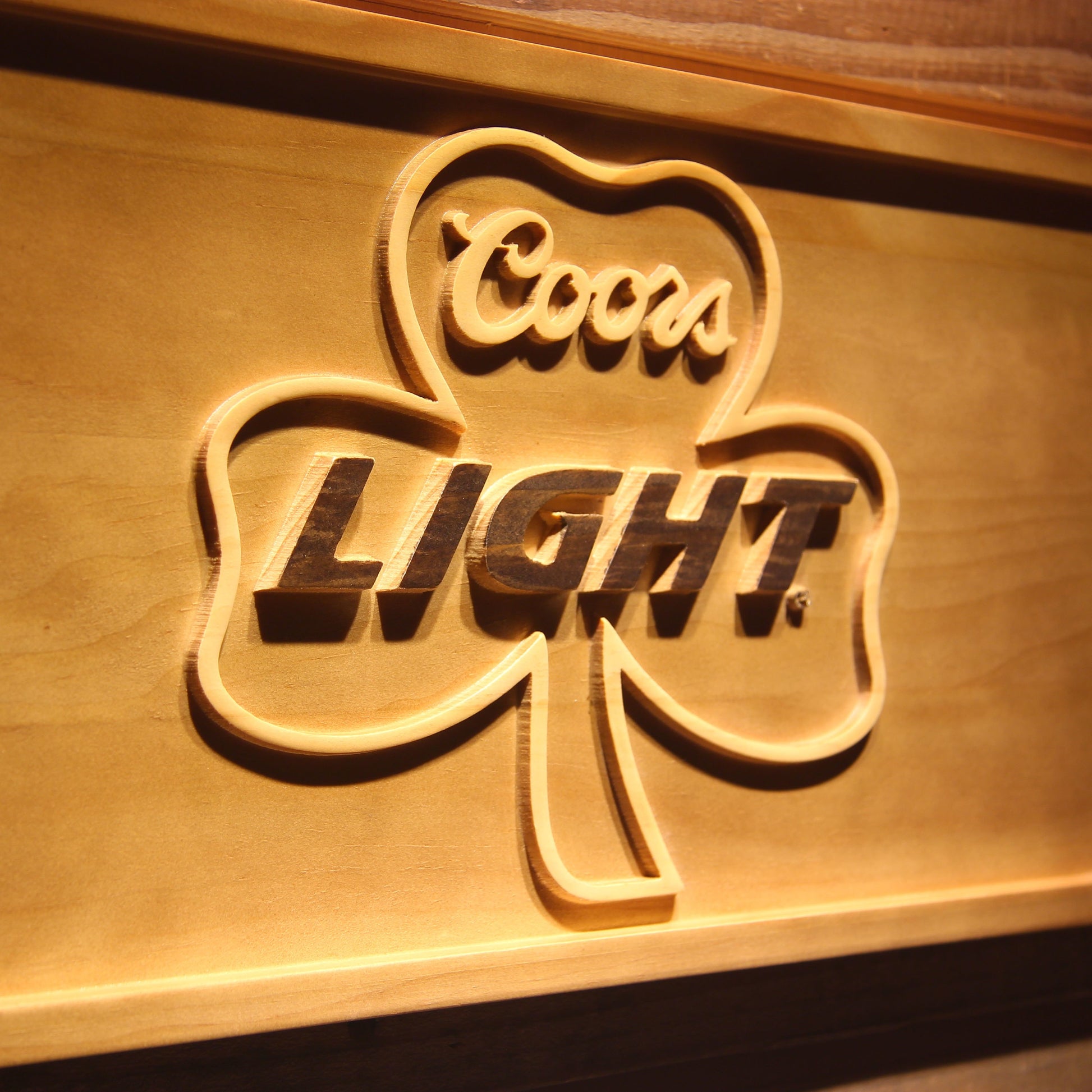 Coors Light Shamrock  3D Wooden Bar Signs by Woody Signs Co. - Handmade Crafted Unique Wooden Creative