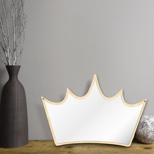 Wall Mirror Wood and Acrylic Queen Princess Crown Safety Mirror King of Crown Wall Mirror Decor For Kid's Room by Woody Signs Co. - Handmade Crafted Unique Wooden Creative