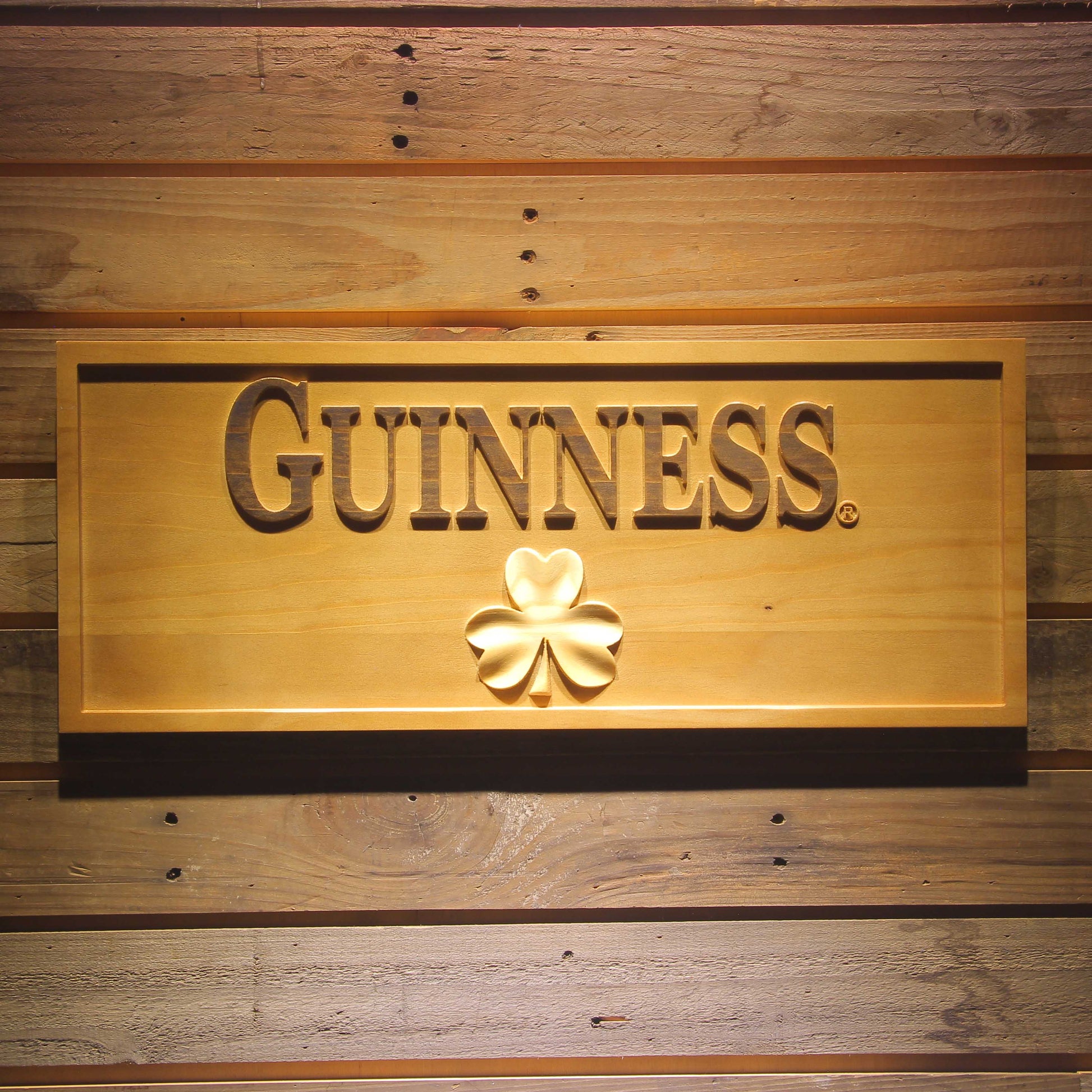 Guinness Shamrock  3D Wooden Signs by Woody Signs Co. - Handmade Crafted Unique Wooden Creative