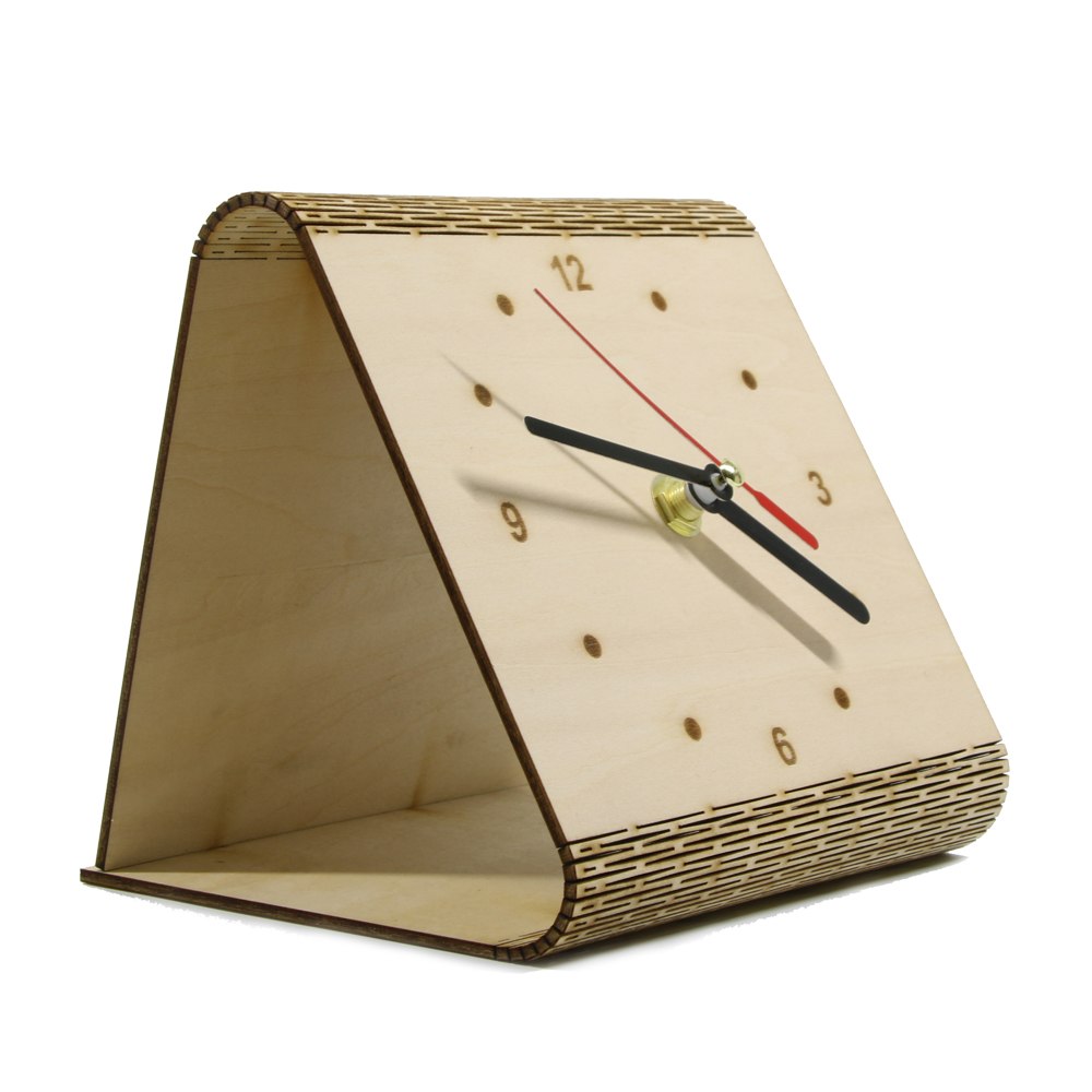 Flex Time Clock Sleek Minimalist Wood Table Clock Custom Living Hinge Wooden Desk Clock Modern Simple Wooden Clock by Woody Signs Co. - Handmade Crafted Unique Wooden Creative