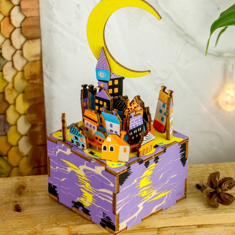 DIY Midsummer Night’s Dream 3D Wooden Puzzle Game Assembly Rotatable Music Box Toy Gift for Children Adult AM306 by Woody Signs Co. - Handmade Crafted Unique Wooden Creative