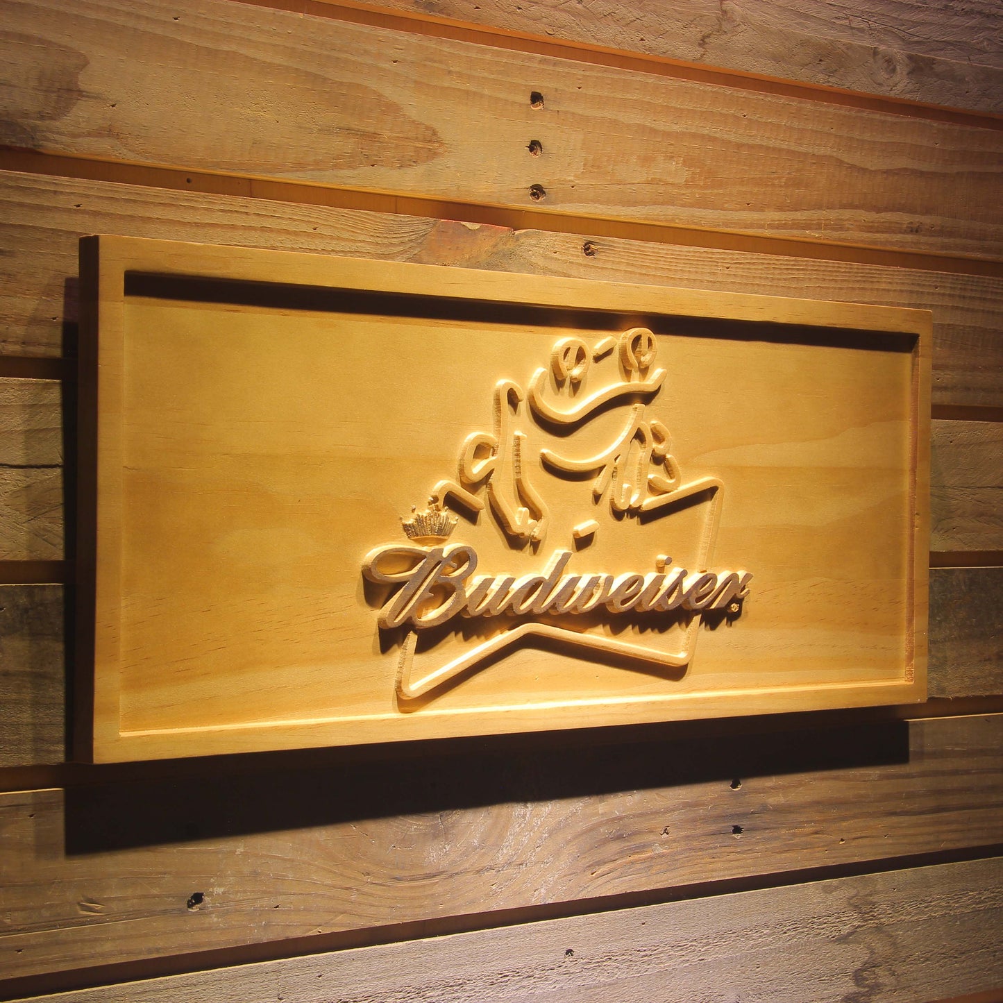 Budweiser Frog  3D Wooden Signs by Woody Signs Co. - Handmade Crafted Unique Wooden Creative